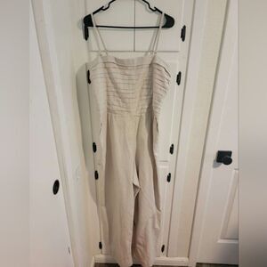 Abercrombie Fitch Emerson Linen Blend Wide Leg Strapless Jumpsuit Xl